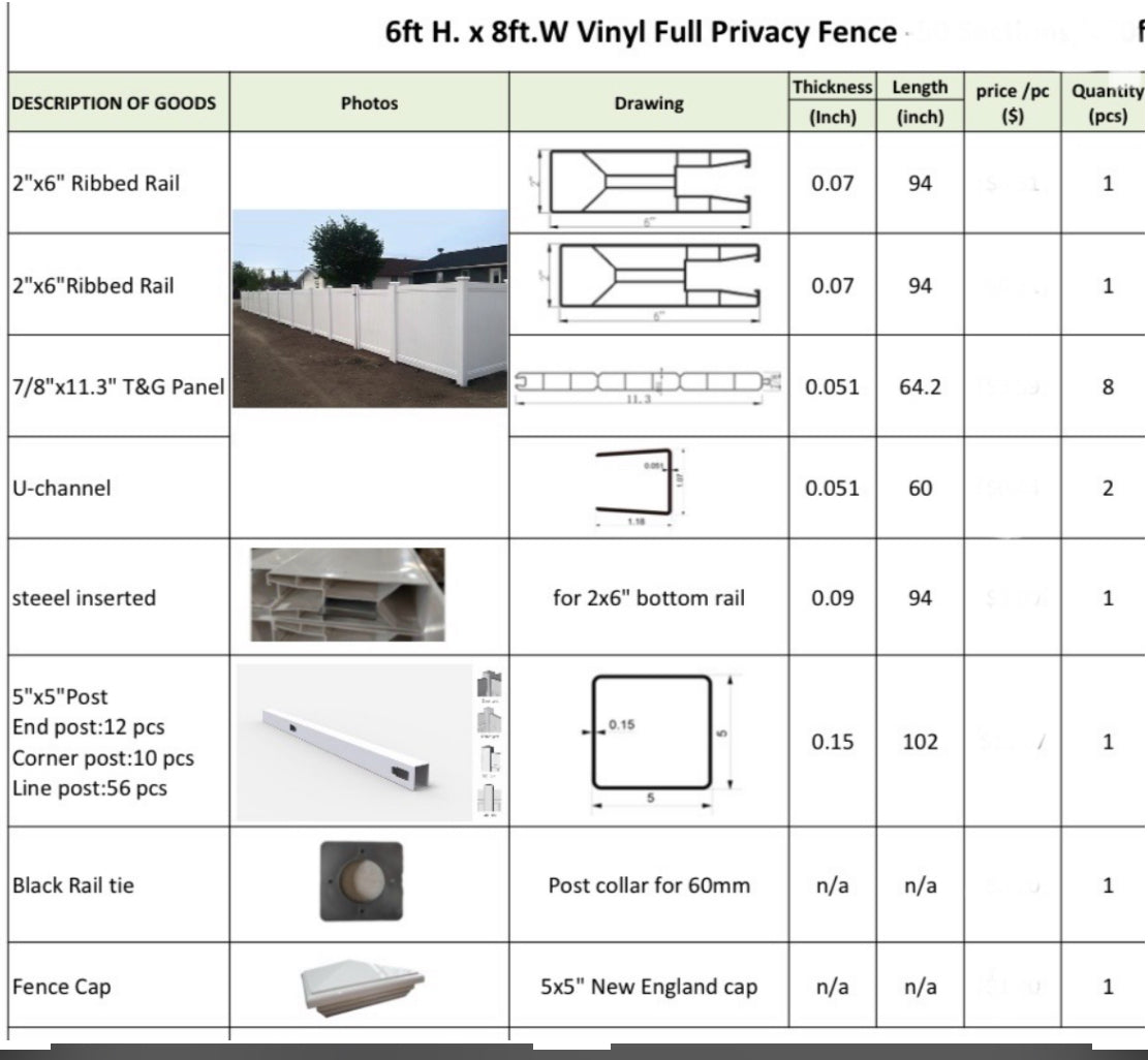 Vinyl privacy Fence