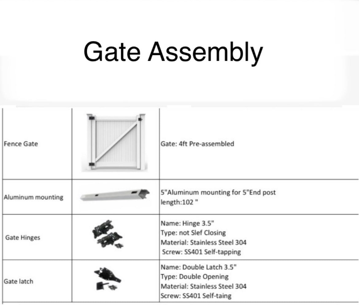 Pre-assembled vinyl gate